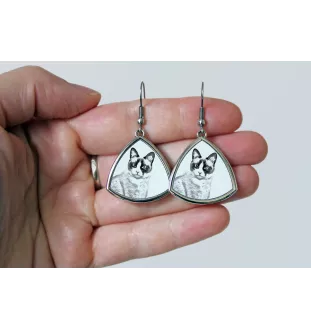 Chat Snowshoe - boucles d'oreilles avec un chat, boucles d'oreilles pendantes avec une image, bijoux personnalisés avec l'impression de la marque Art-Dog