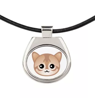 Singapura - collier pendentif avec une illustration sur une chaîne en cuir de la marque Art-Dog