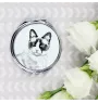 Schneeschuh-Katze - Taschenspiegel mit Katze, personalisierter Taschenspiegel, kompakter Spiegel mit Art-Dog-Logo