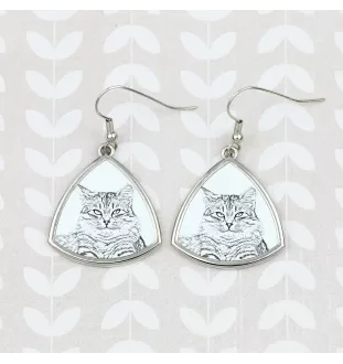 Chat de Sibérie - boucles d'oreilles avec un chat, boucles d'oreilles pendantes avec une image, bijoux personnalisés avec l'impression de la marque Art-Dog