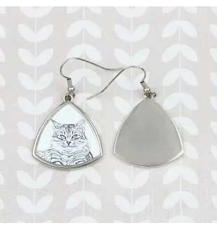 Sibirische Katze - Katzenohrringe, hängende Ohrringe mit Bild, personalisierter Schmuck mit dem Aufdruck der Marke Art-Dog