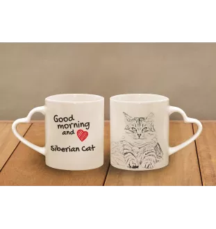 Siberian - cat mug, adorable heart-shaped handle mug, universal gift from Art-Dog brand