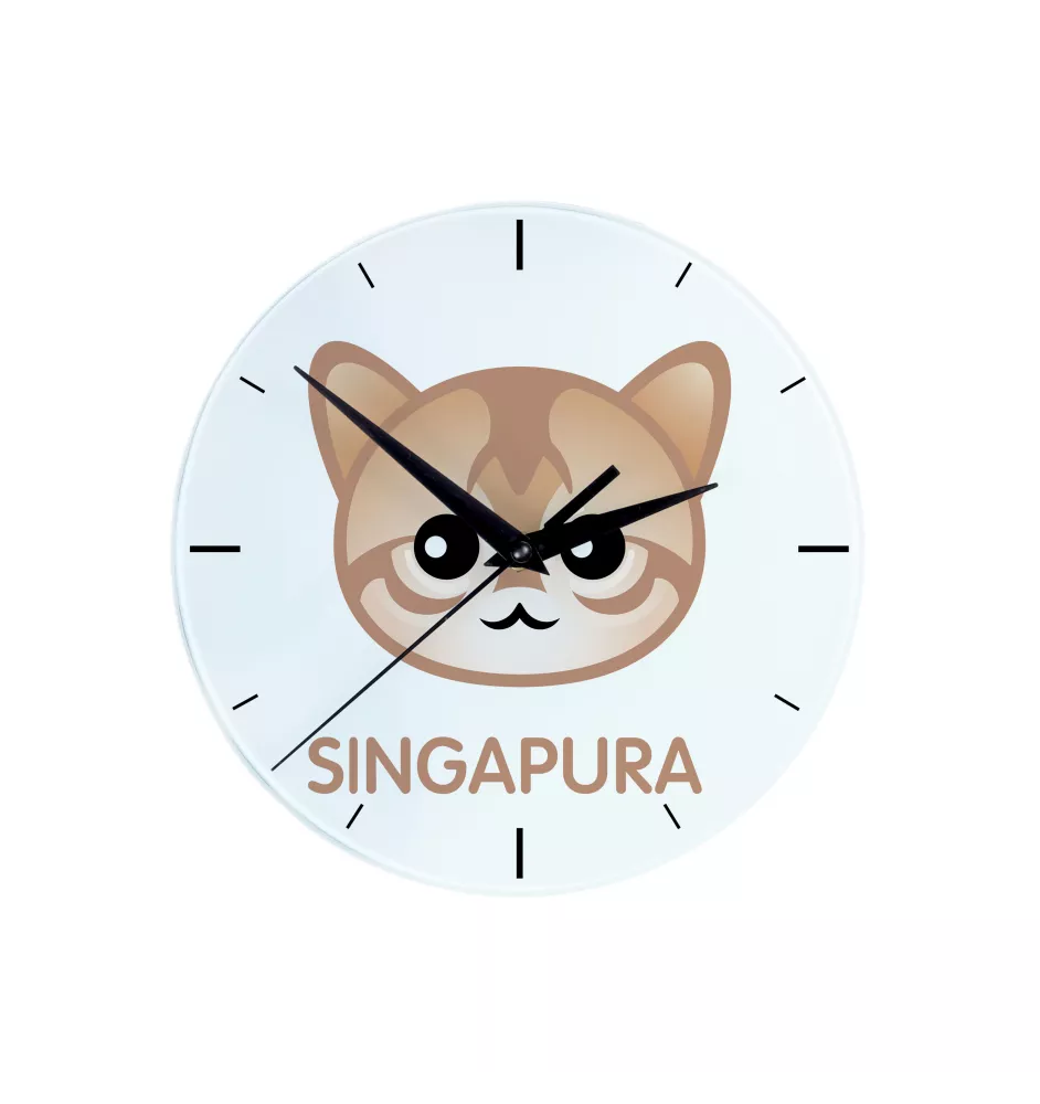Singapura - horloge MDF avec graphisme et logo de la marque Art-Dog