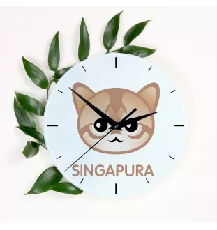 Singapura - MDF-Uhr mit Grafik und Logo der Marke Art-Dog