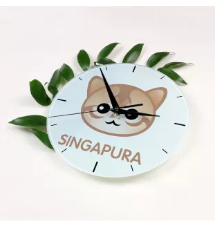 Singapura - MDF-Uhr mit Grafik und Logo der Marke Art-Dog