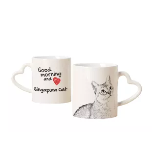 Singapura - tasse avec un chat, une tasse adorable avec une anse en forme de cœur, un cadeau universel de la marque Art-Dog