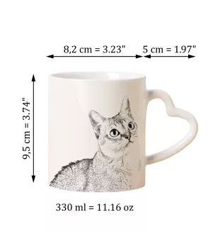 Singapura - tasse avec un chat, une tasse adorable avec une anse en forme de cœur, un cadeau universel de la marque Art-Dog