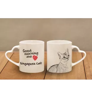 Singapura - tasse avec un chat, une tasse adorable avec une anse en forme de cœur, un cadeau universel de la marque Art-Dog