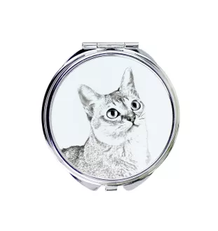 Singapura Cat - pocket mirror with a cat, personalized mirror for a purse, compact mirror with Art-Dog brand print