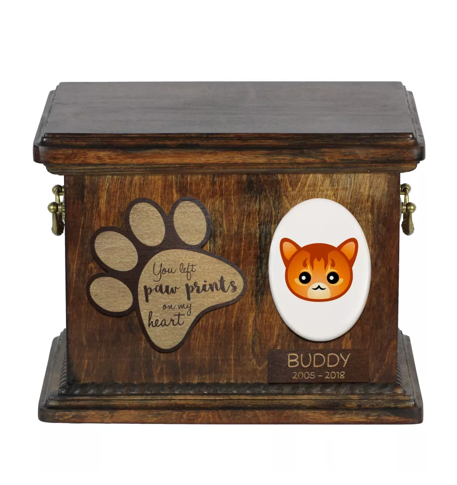 Somali - urn for cat ashes, personalized urn with engraving, commemorative box for cat ashes by Art-Dog brand