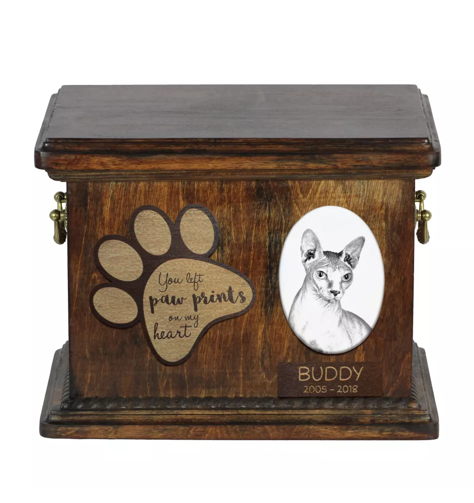 Sphynx - urn for cat ashes, urn for cat with photo, personalized cat ashes box by Art-Dog brand
