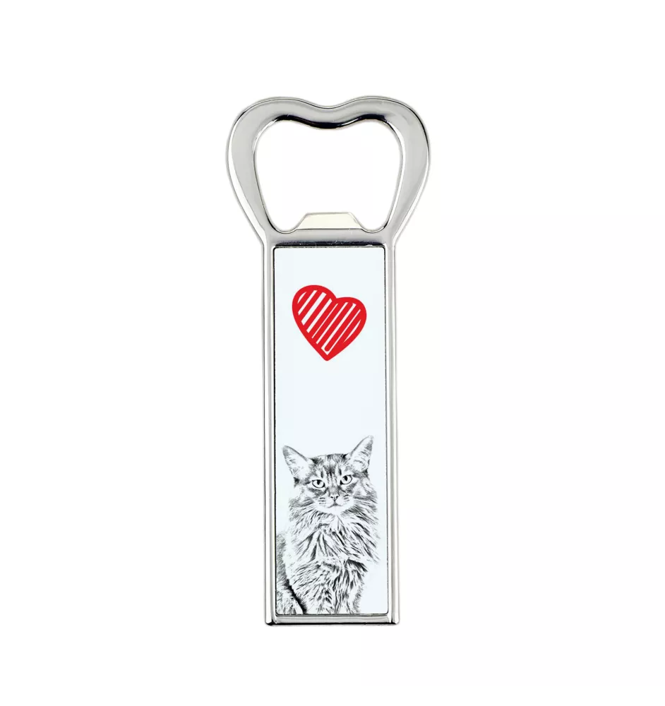 Somali Cat - bottle opener with a cat, personalized fridge opener, unique gift for men by Art-Dog brand