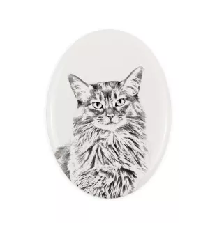 Somali Cat - commemorative plaque with a cat photo, tombstone with a print, personalized oval plaque from the Art-Dog brand