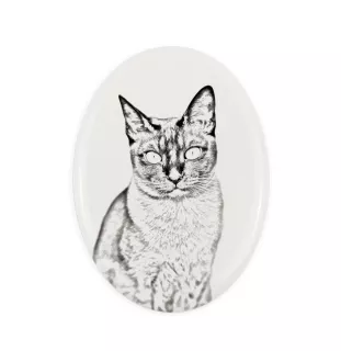 Tonkinese Katze - Gedenktafel mit einem Foto einer Katze, Grabplatte mit Druck, personalisierte ovale Platte der Marke Art-Dog