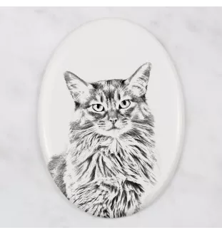 Somali-Katze - Gedenktafel mit einem Foto einer Katze, Grabplatte mit Druck, personalisierte ovale Platte der Marke Art-Dog