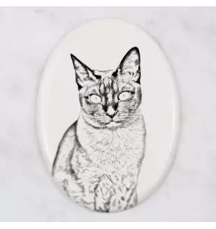 Chat tonkinois - une plaque commémorative avec une photo de chat, une plaque funéraire avec une impression, une plaque ovale personnalisée de la marque Art-Dog