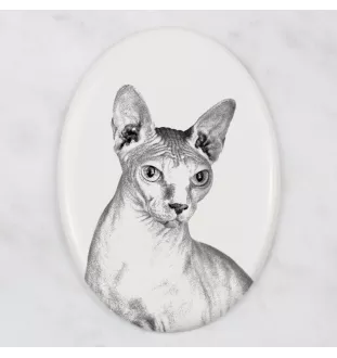 Sphynx - Gedenktafel mit einem Foto einer Katze, Grabplatte mit Druck, personalisierte ovale Platte der Marke Art-Dog