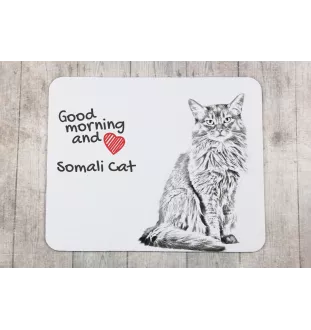 Chat Somali - tapis de souris imprimé, tapis de souris personnalisé avec un chat, un gadget unique pour un employé de bureau de la marque Art-Dog