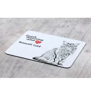Chat Somali - tapis de souris imprimé, tapis de souris personnalisé avec un chat, un gadget unique pour un employé de bureau de la marque Art-Dog