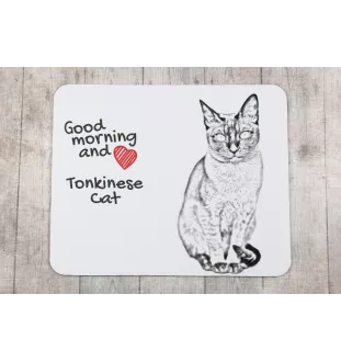 Tonkinese Cat - mouse pad with print, personalized cat pad, unique gadget for an office worker from the Art-Dog brand