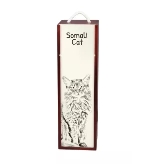 Chat Somali - boîte à vin avec un chat, boîte à alcool avec une illustration, boîte personnalisée pour cadeau de la marque Art-Dog