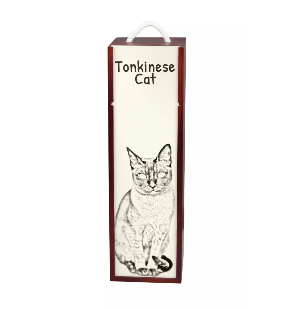 Chat tonkinois - boîte à vin avec un chat, boîte à alcool avec une illustration, boîte personnalisée pour cadeau de la marque Art-Dog
