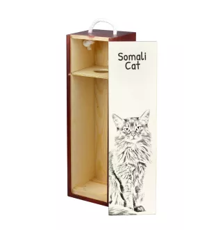 Somali-Katze - Weinbox mit Katze, Alkoholbox mit Grafik, personalisierte Geschenkbox der Marke Art-Dog