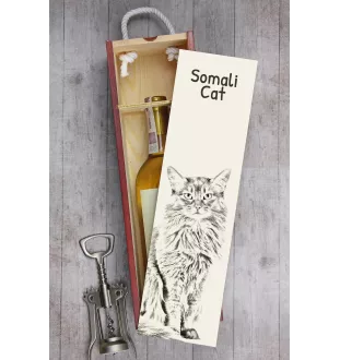 Chat Somali - boîte à vin avec un chat, boîte à alcool avec une illustration, boîte personnalisée pour cadeau de la marque Art-Dog