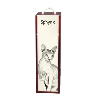 Sphynx - boîte à vin avec un chat, boîte à alcool avec une illustration, boîte personnalisée pour cadeau de la marque Art-Dog