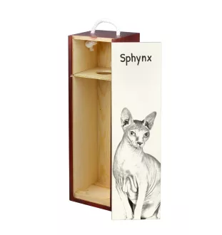 Sphynx - boîte à vin avec un chat, boîte à alcool avec une illustration, boîte personnalisée pour cadeau de la marque Art-Dog