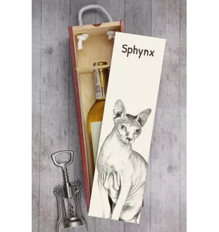 Sphynx - boîte à vin avec un chat, boîte à alcool avec une illustration, boîte personnalisée pour cadeau de la marque Art-Dog