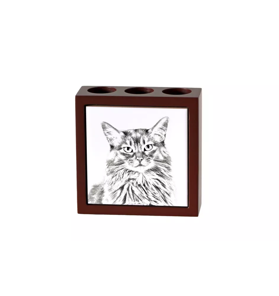 Chat Somali - porte-stylo avec un chat, organiseur de bureau avec impression, décoration de bureau personnalisée de la marque Art-Dog