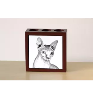 Sphynx - pen holder with a cat, desk organizer with a print, personalized desk decoration by Art-Dog brand