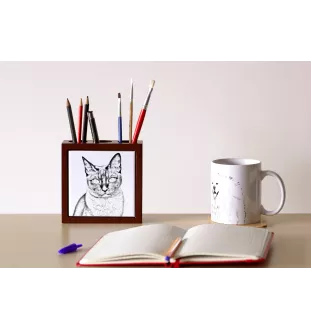 Chat tonkinois - porte-stylo avec un chat, organiseur de bureau avec impression, décoration de bureau personnalisée de la marque Art-Dog