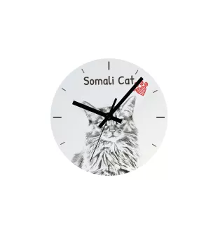 Somali Cat - wall clock with a cat, shelf clock with a print, personalized home decoration from the Art-Dog brand