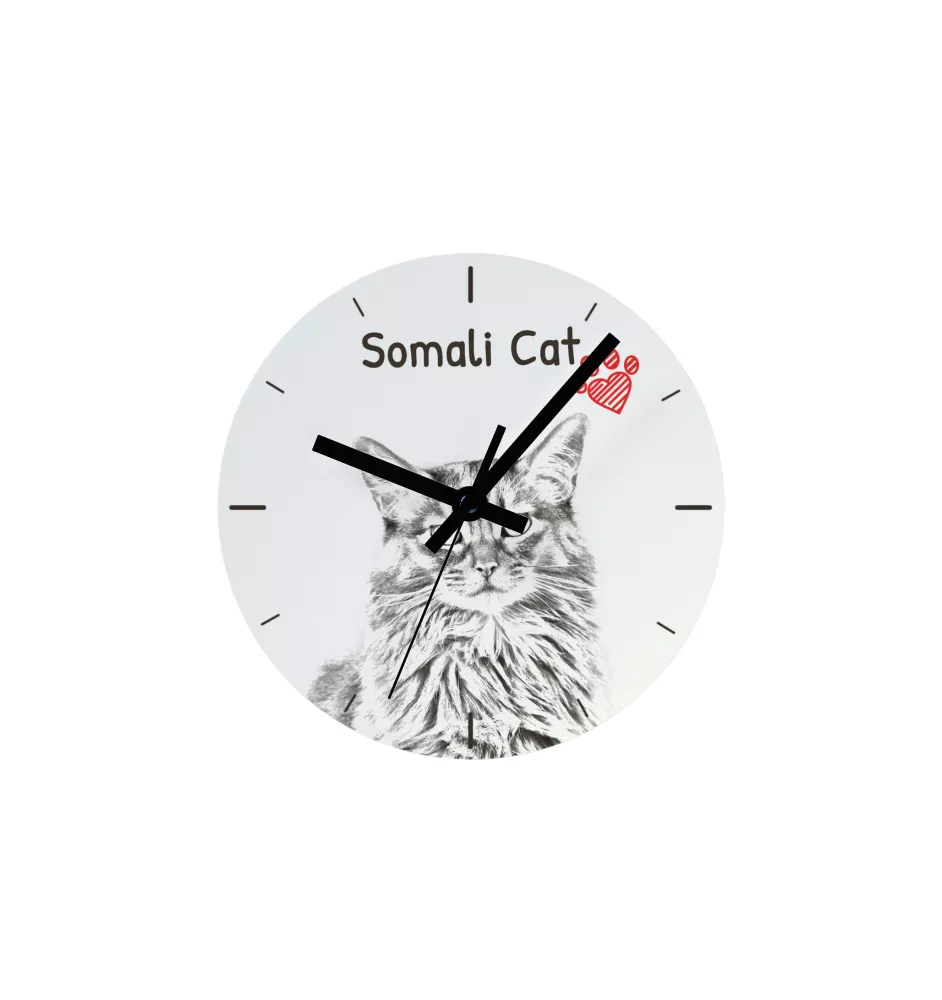 Chat Somali - horloge murale avec un chat, horloge de table avec impression, décoration personnalisée de la maison de la marque Art-Dog