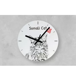 Chat Somali - horloge murale avec un chat, horloge de table avec impression, décoration personnalisée de la maison de la marque Art-Dog