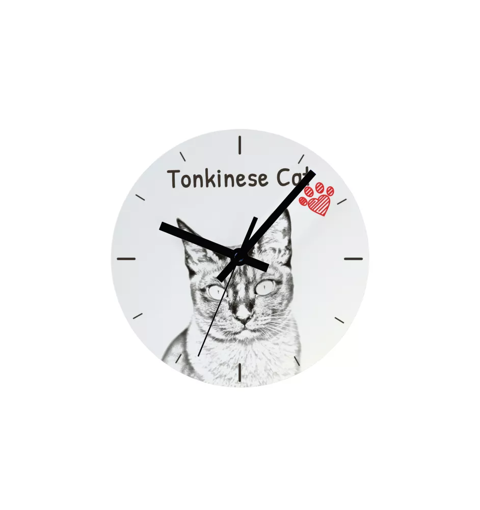 Tonkinese Katze - Wanduhr mit Katze, Regal Uhr mit Druck, personalisierte Hausdekoration von Art-Dog.