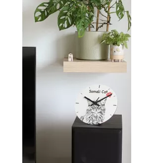 Chat Somali - horloge murale avec un chat, horloge de table avec impression, décoration personnalisée de la maison de la marque Art-Dog