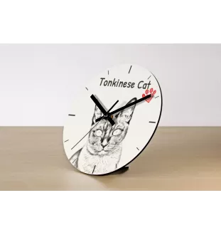 Tonkinese Katze - Wanduhr mit Katze, Regal Uhr mit Druck, personalisierte Hausdekoration von Art-Dog.