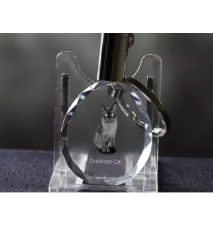 Tonkinese Katze - Fob with cat photo, crystal key ring in gift box, unique gift by Art-Dog brand