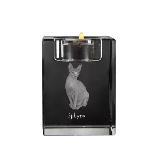 Sphynx - Kerzenhalter mit Katzenfoto, Teelichthalter aus Kristall, personalisiertes Geschenk der Marke Art-Dog
