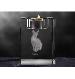 Sphynx - Kerzenhalter mit Katzenfoto, Teelichthalter aus Kristall, personalisiertes Geschenk der Marke Art-Dog