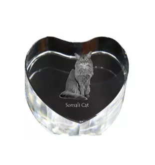 Somali Cat - crystal clock with a picture of a cat, heart-shaped shelf clock, personalized standing clock by Art-Dog brand