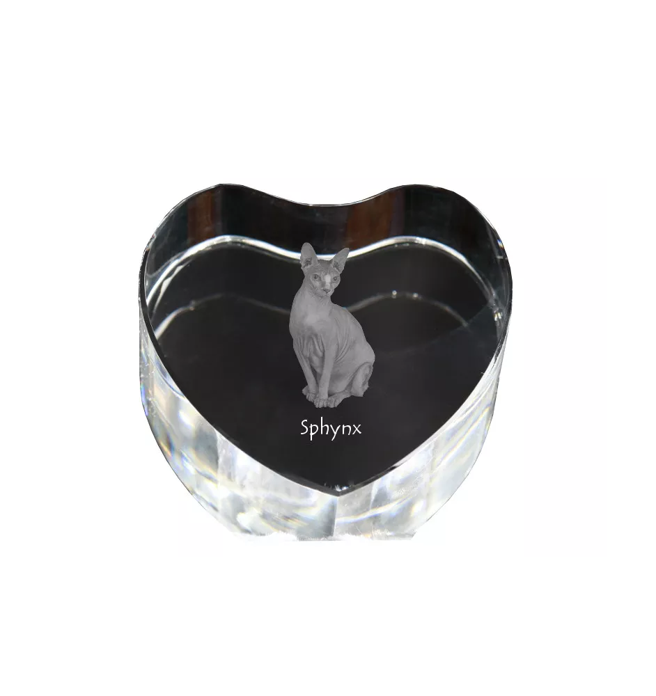 Sphynx - Kristalluhr mit Katzenbild, Herzregal-Uhr, personalisierte Standuhr von Art-Dog.