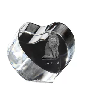 Somali-Katze - Kristalluhr mit Katzenbild, Herzregal-Uhr, personalisierte Standuhr von Art-Dog.