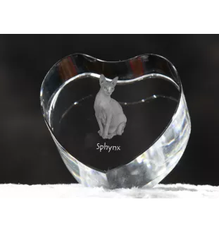 Sphynx - crystal clock with a picture of a cat, heart-shaped shelf clock, personalized standing clock by Art-Dog brand