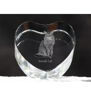 Somali Cat - crystal clock with a picture of a cat, heart-shaped shelf clock, personalized standing clock by Art-Dog brand