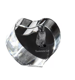 Tonkinese Cat - crystal clock with a picture of a cat, heart-shaped shelf clock, personalized standing clock by Art-Dog brand