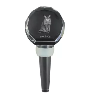 Somali Cat - Crystal bottle stopper with cat, unique wine stopper with photo, personalised gift for sommelier by Art-Dog brand